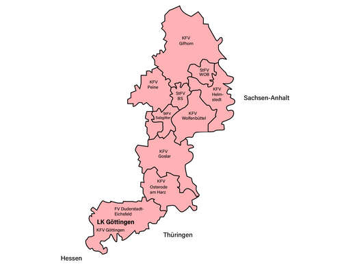 Landkarte der Feuerwehrverbände Braunschweig