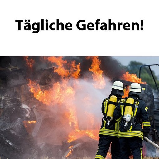 Faltblatt Feuerwehrmänner löschen Feuer